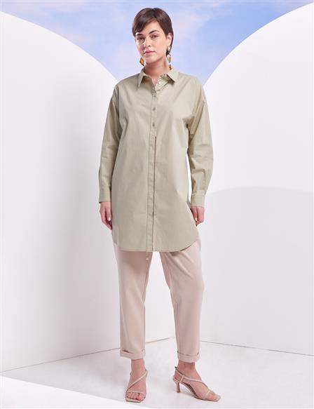 KYR Garnish Placket Tunic Musty Green