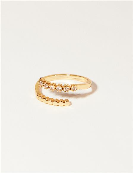 Spiral Stone Ring Gold