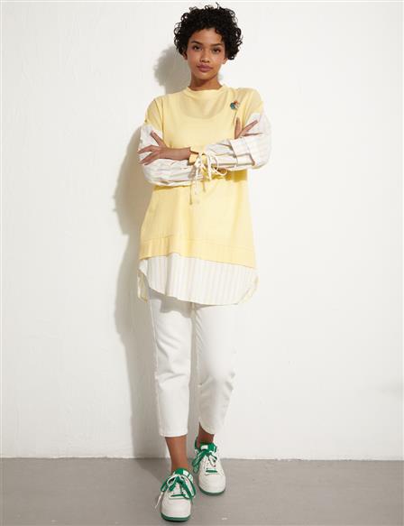 Brooch Tiered Tunic Yellow