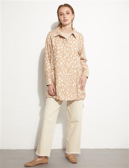 Animal Print Jacket Cream-Beige