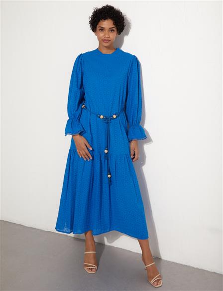 Scalloped Maxi Dress Cobalt Blue