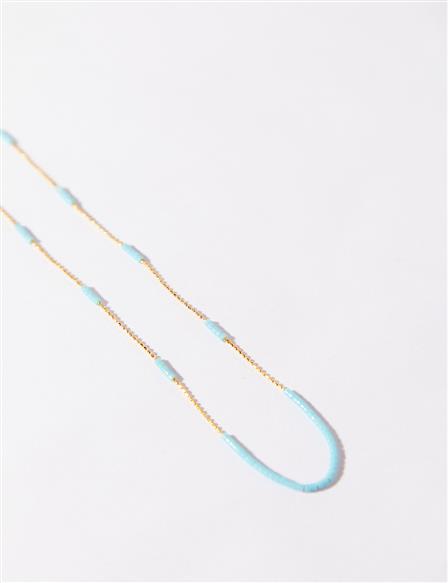 Mini Beaded Necklace Blue