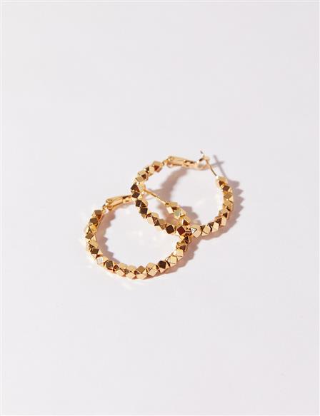 Geometric Detailed Hoop Earrings Gold