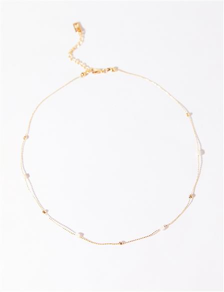 Bead Detailed Dorica Necklace White