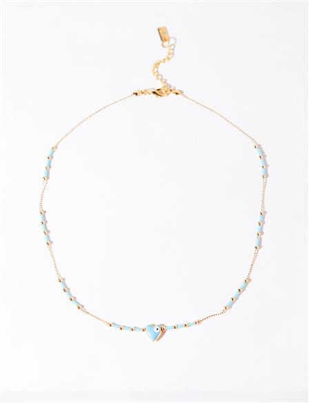 Heart Shaped Beaded Necklace Blue