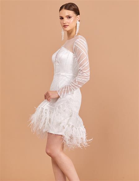 Tasseled Flywheel Mini Evening Dress White