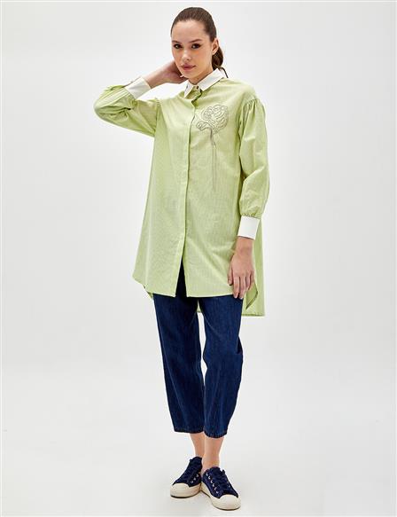 Bead Embroidered Tunic Pistachio Green