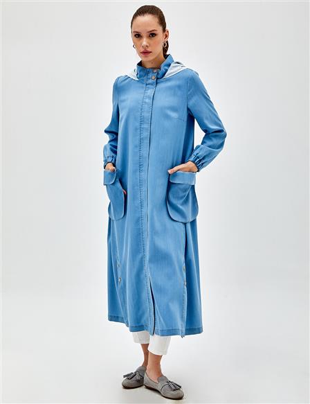 Hooded Tencel Abaya Blue
