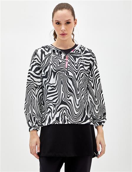 Zebra Patterned Sweatshirt Black