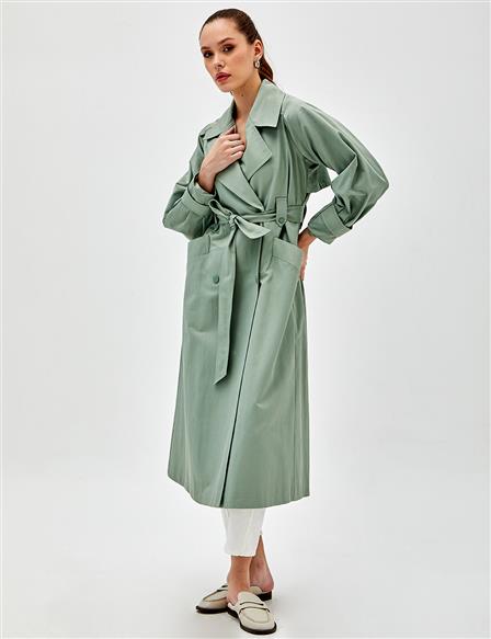 Wide Lapel Trench Coat Ice Green
