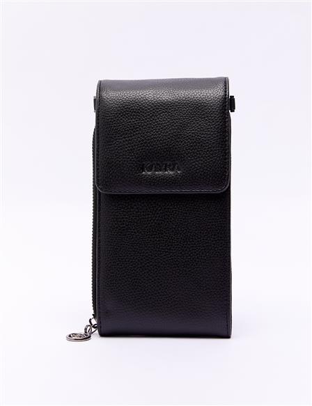 Natural Leather Covered Wallet Bag Black