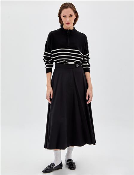 A line Flared Skirt Black