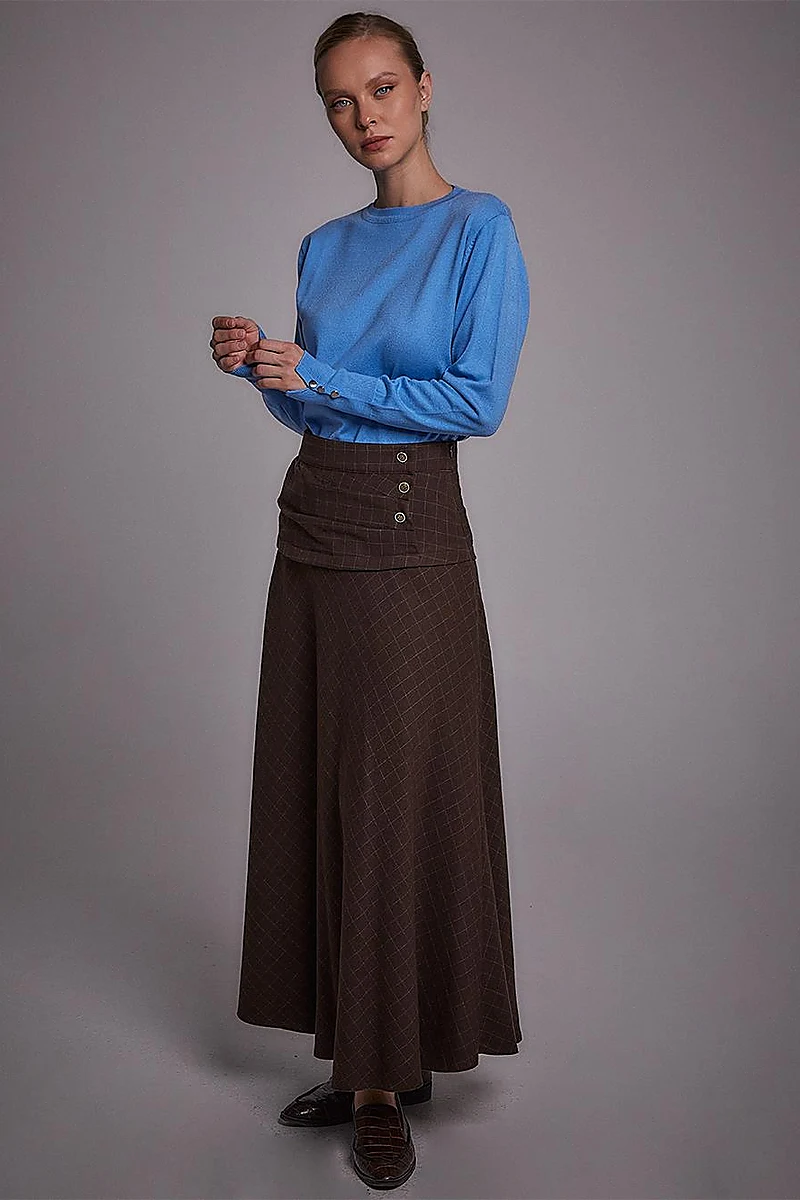 Round Neck Collar Knitwear Sweater Blue