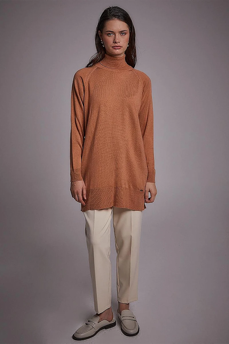 Turtleneck Knitwear Sweater Salmon