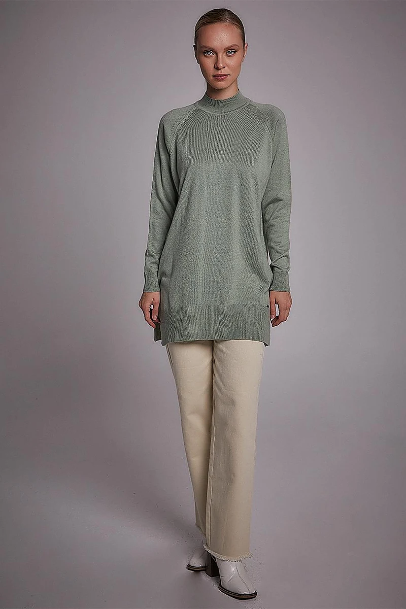 Half Turtleneck Knitwear Tunic Moss Green