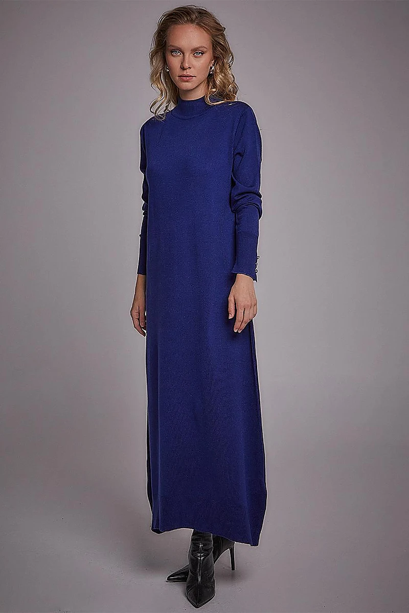Half Turtleneck Knitwear Dress Indigo