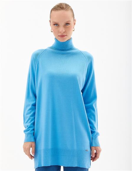 Turtleneck Knitwear Blouse Sky Blue
