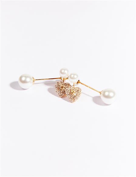  Pearl-Detailed Dangling Earrings in Gold