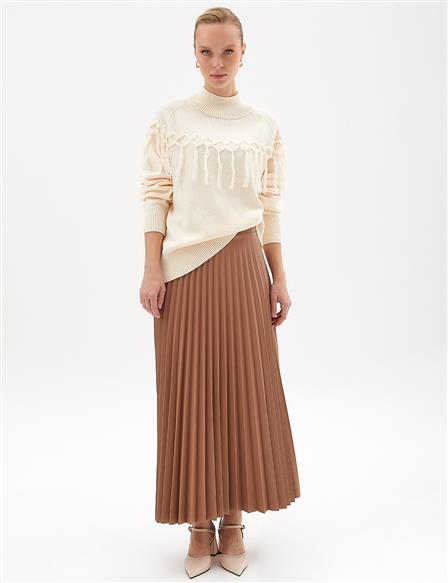 Exclusive Tasseled Knitwear Tunic Stone
