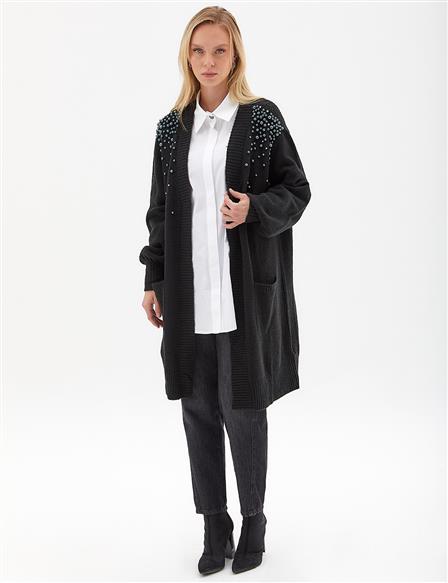 Exclusive Pearled Knitwear Tunic Black