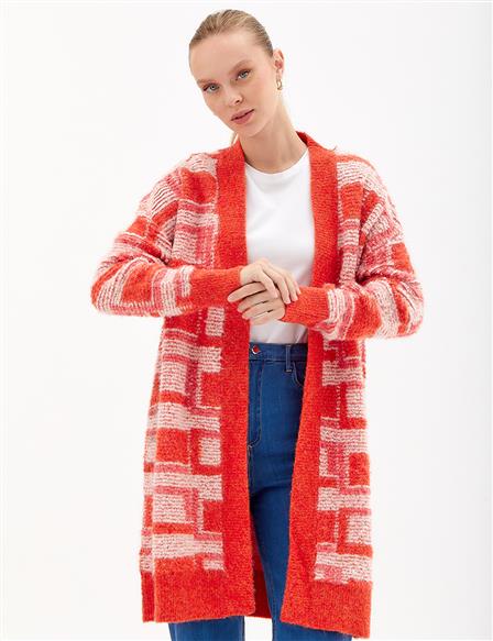 Exclusive Alpaca Wool Cardigan Fuchsia-Orange