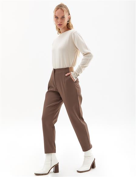 High Waist Carrot Trousers Mink