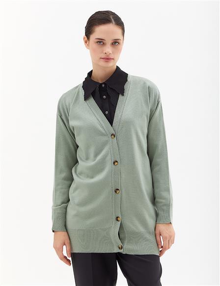 Basic Knitwear Cardigan Moss Green