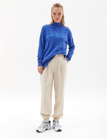 Elastic Waist Jogger Trousers Cream