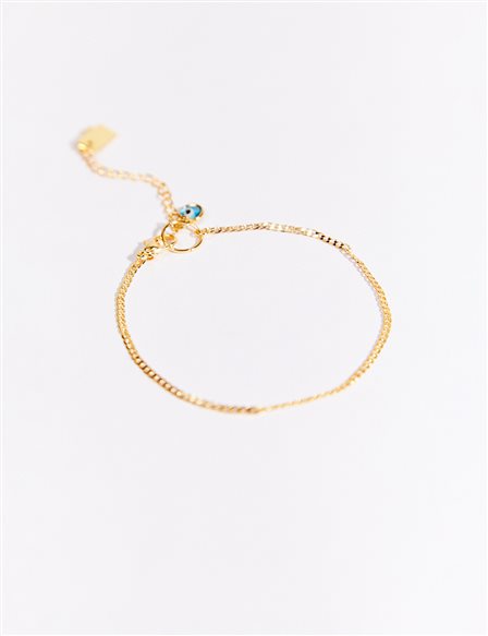 Bead Detailed Anklet Gold Color