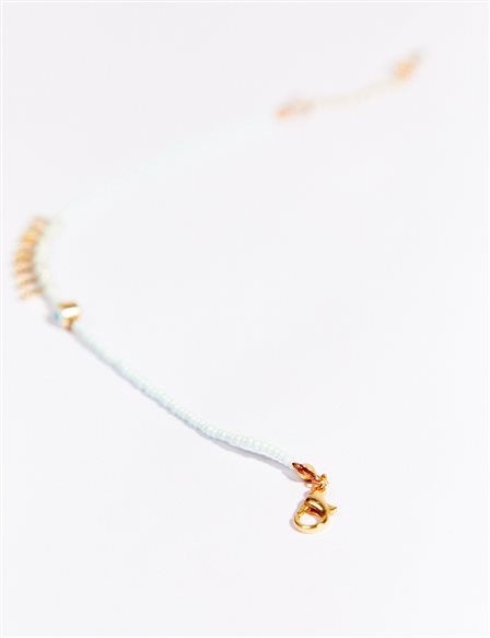 Drop-Shaped Bead Sequined Anklet in Pink 