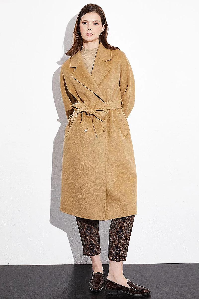 Premium Wool Stitching Detailed Coat Camel