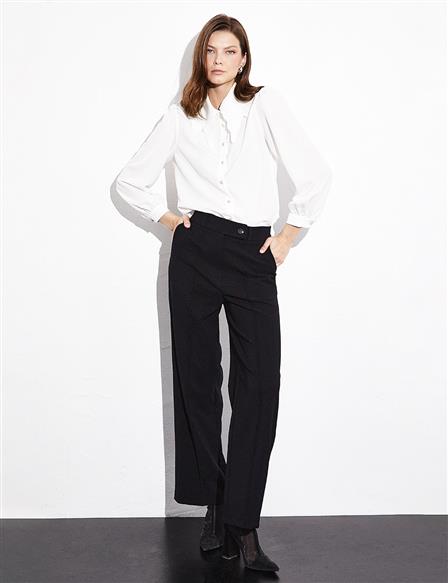 Ironed Wide Leg Trousers Black