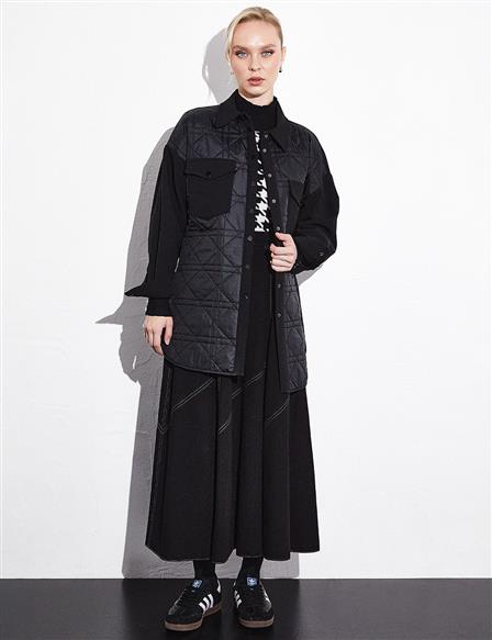 Texture Patterned Garnish Jacket Black