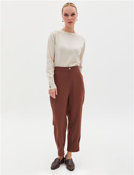 Pleated Leg Trousers Brown