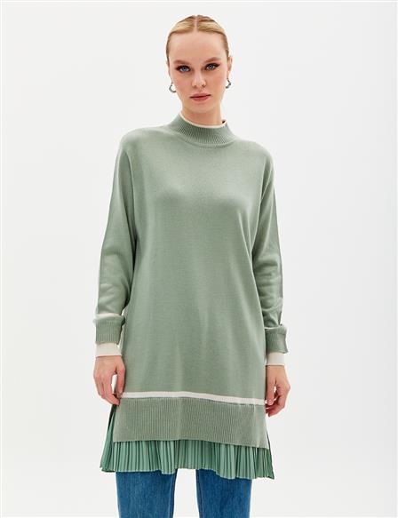 Pleated Hem Tunic Moss Green