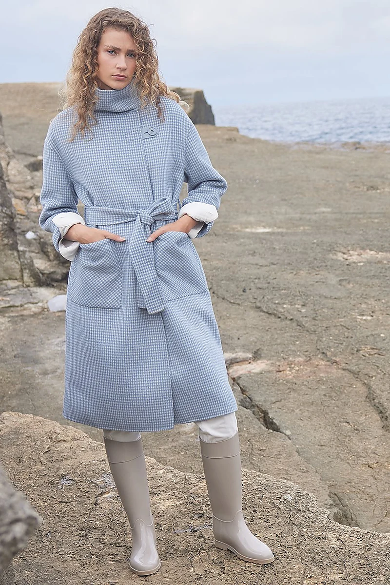 Premium Wool Double-Sided Coat Aviator Blue