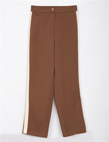  Elastic Waist Pants with Side Stripe Detail in Tobacco