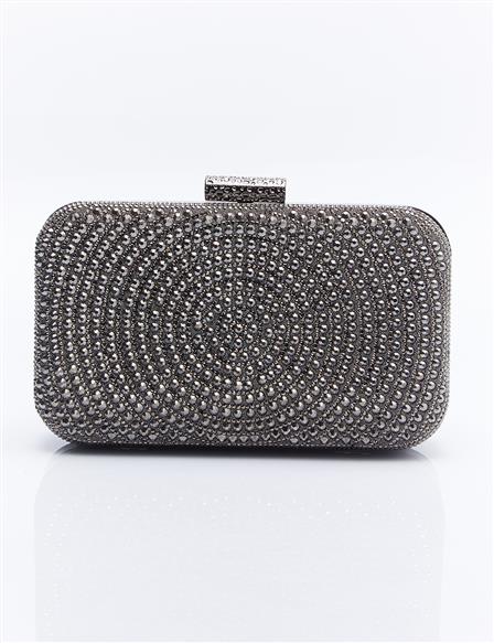 Double Sided Stone Patterned Evening Bag Anthracite