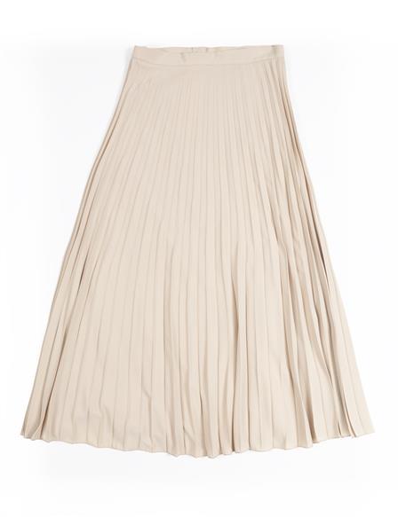 Buttoned Pleated Skirt in Beige Sand