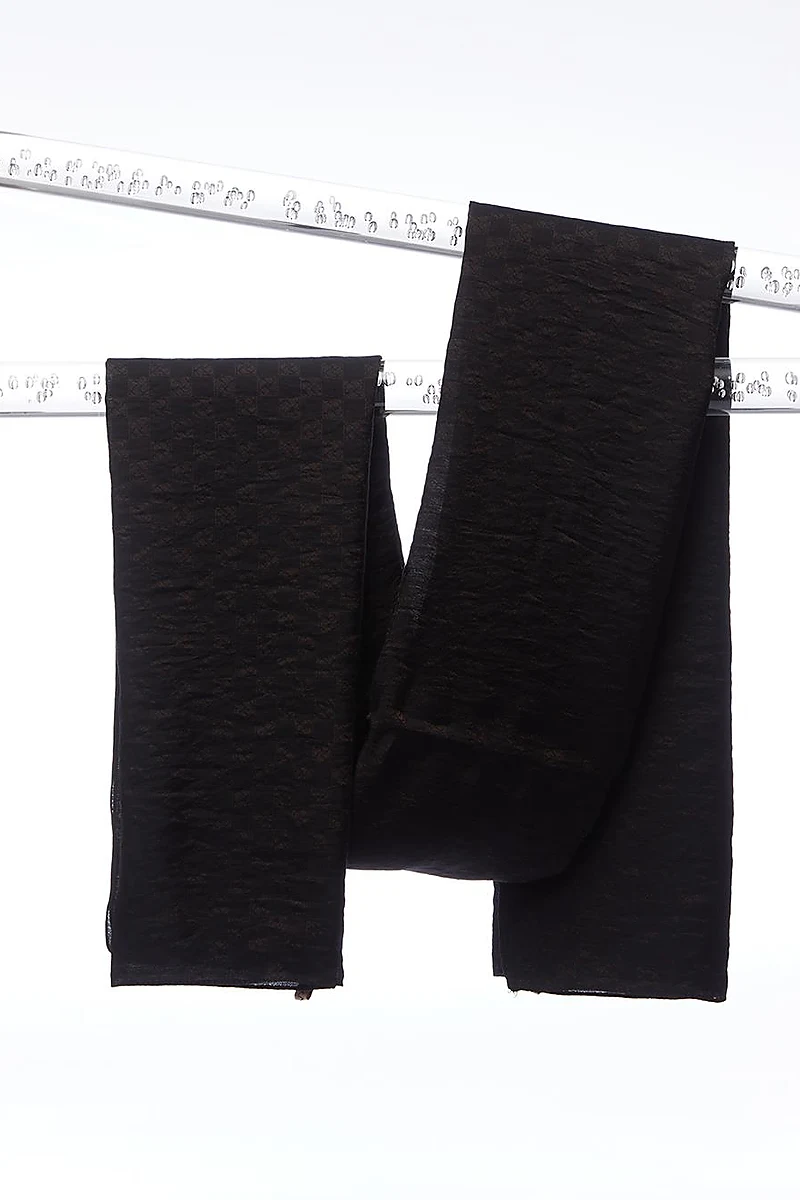 Dama Monogram Jakarlı Viskon Şal Siyah