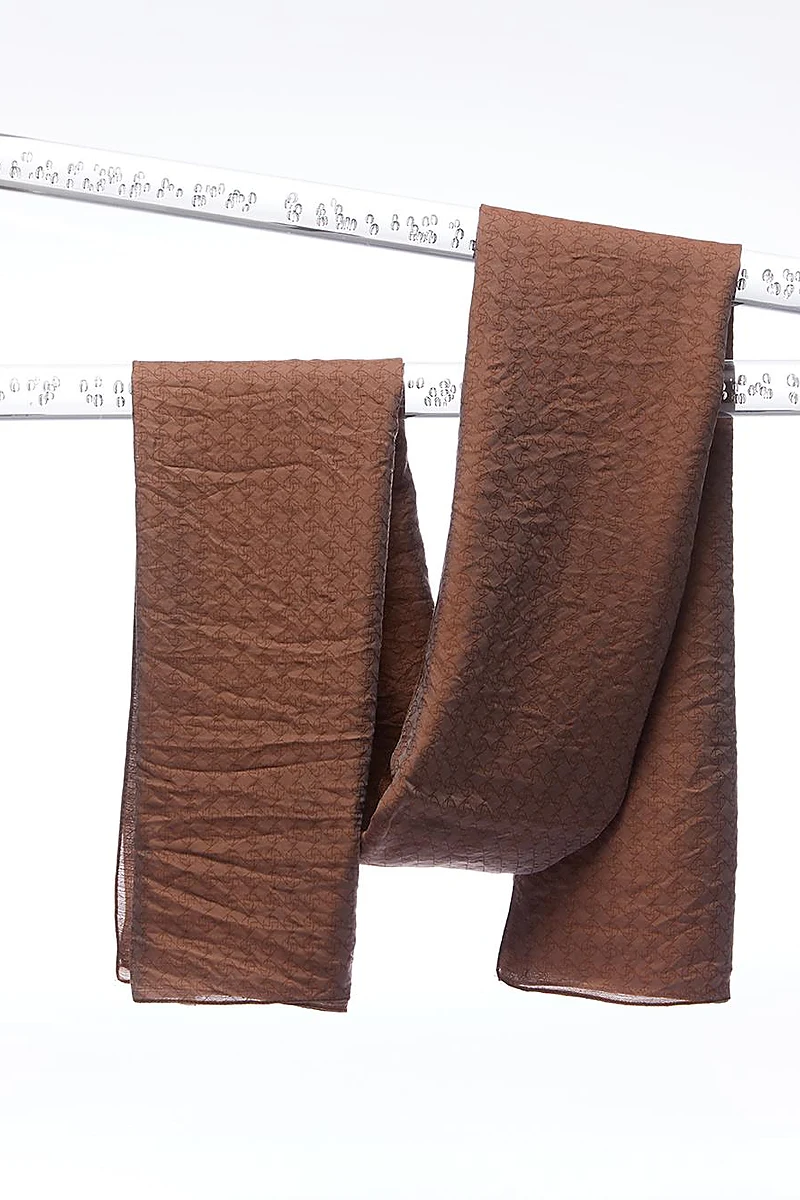 Mini Monogram Jacquard Viscose Woven Shawl Brown