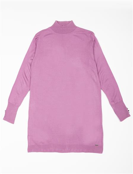 Turtleneck Basic Knitwear Tunic Lilac