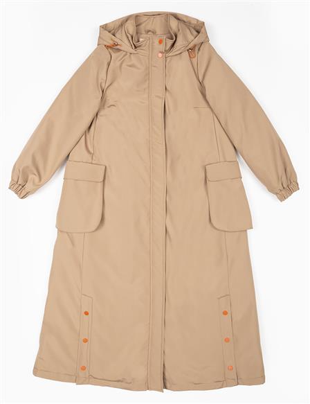 Hooded with Large Pockets Wear and Go Dark Beige