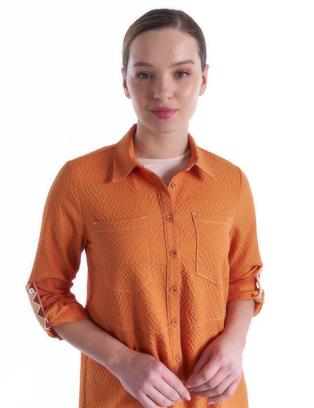 Shirt Collar Pocket Detailed Tunic Amber