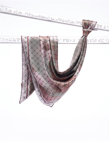 Abstract Pattern Scarf Light Brown
