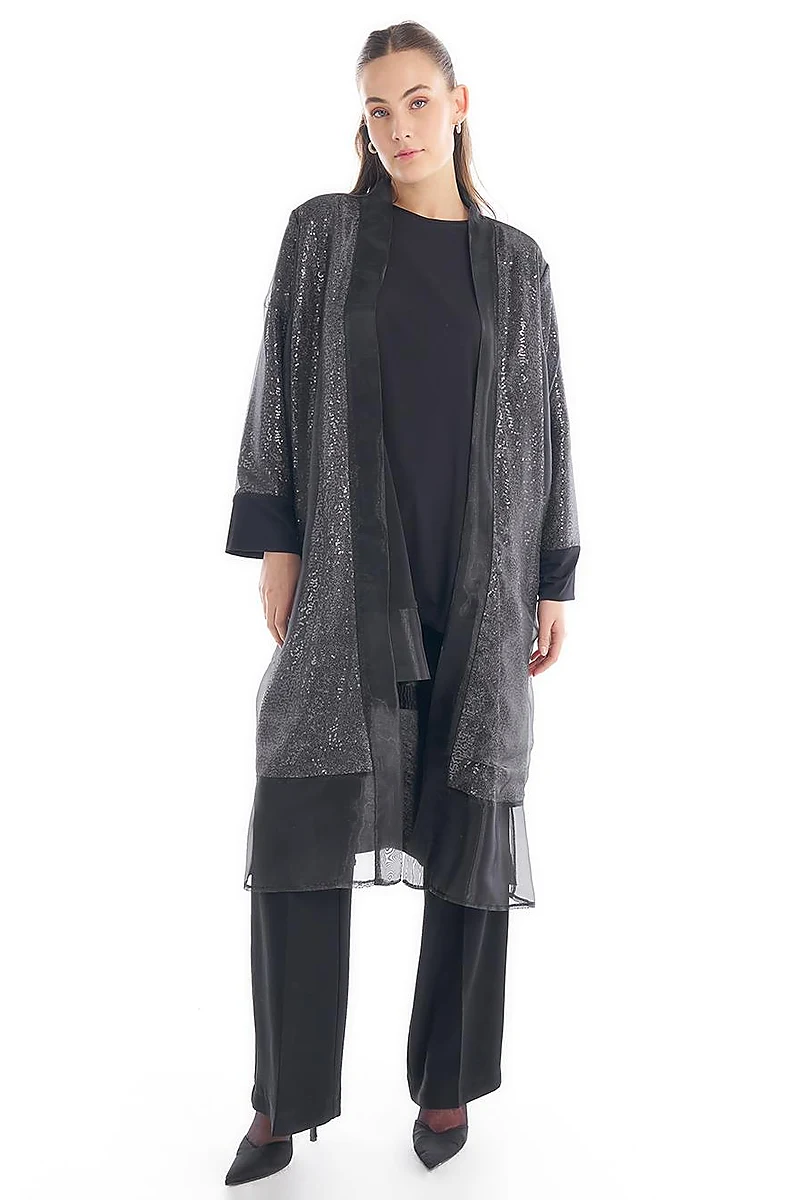 Sequined Double Suit Black