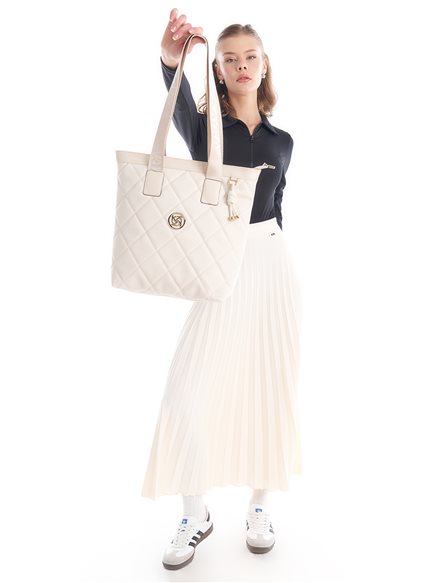 Quilted Tote Bag Cream