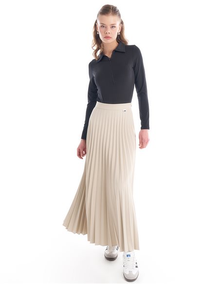Pleated Skirt with Elastic Waist Stone