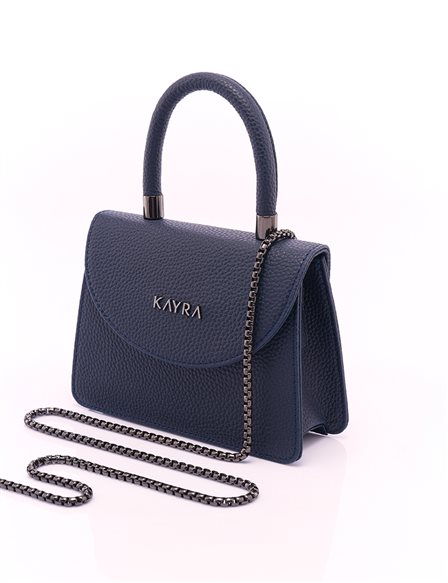 Faux Leather Cover Bag Navy Blue