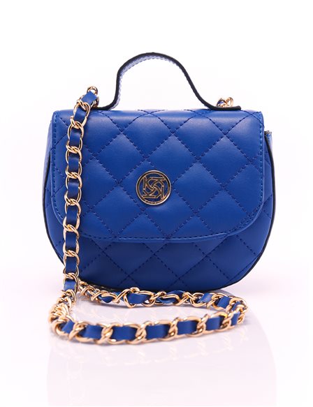 Quilted Faux Leather Bag Sax